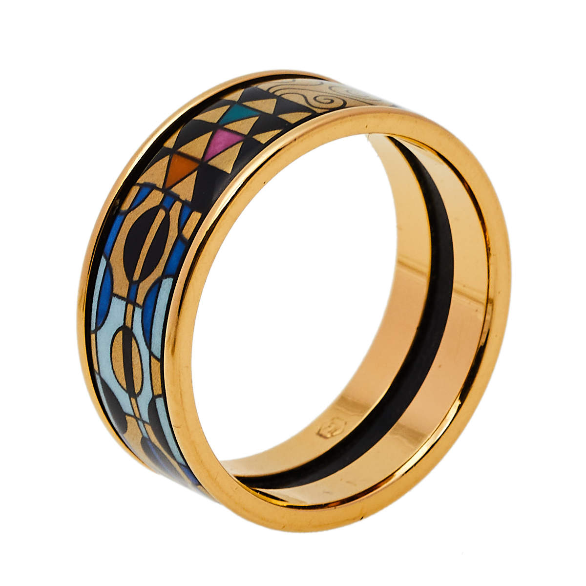 Frey Wille Gold Plated Fire Enamel Band Ring Size EU 55