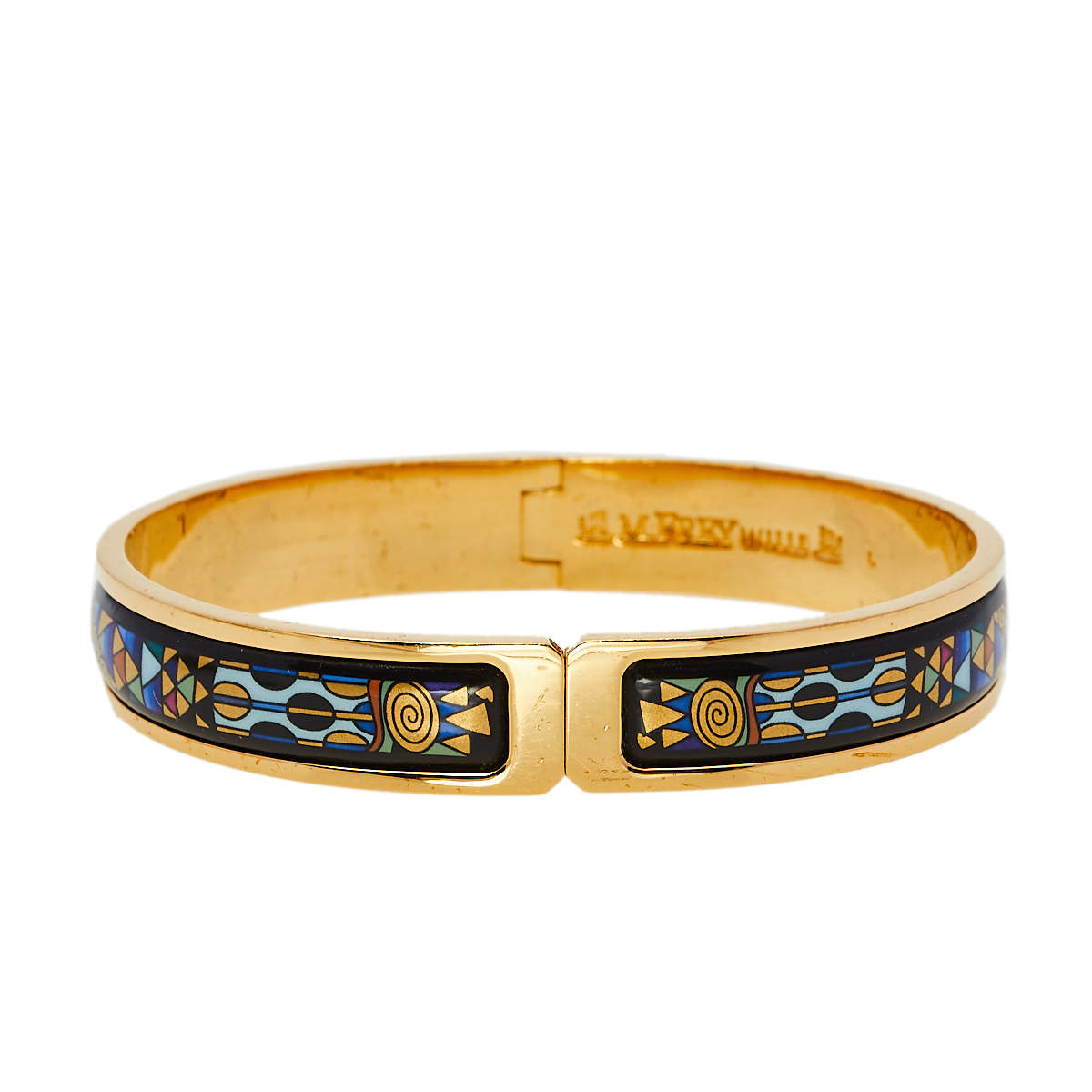 Frey Wille Gold Plated Fire Enamel Hommage à Gustav Klimt Ballerina Clasp Bangle L