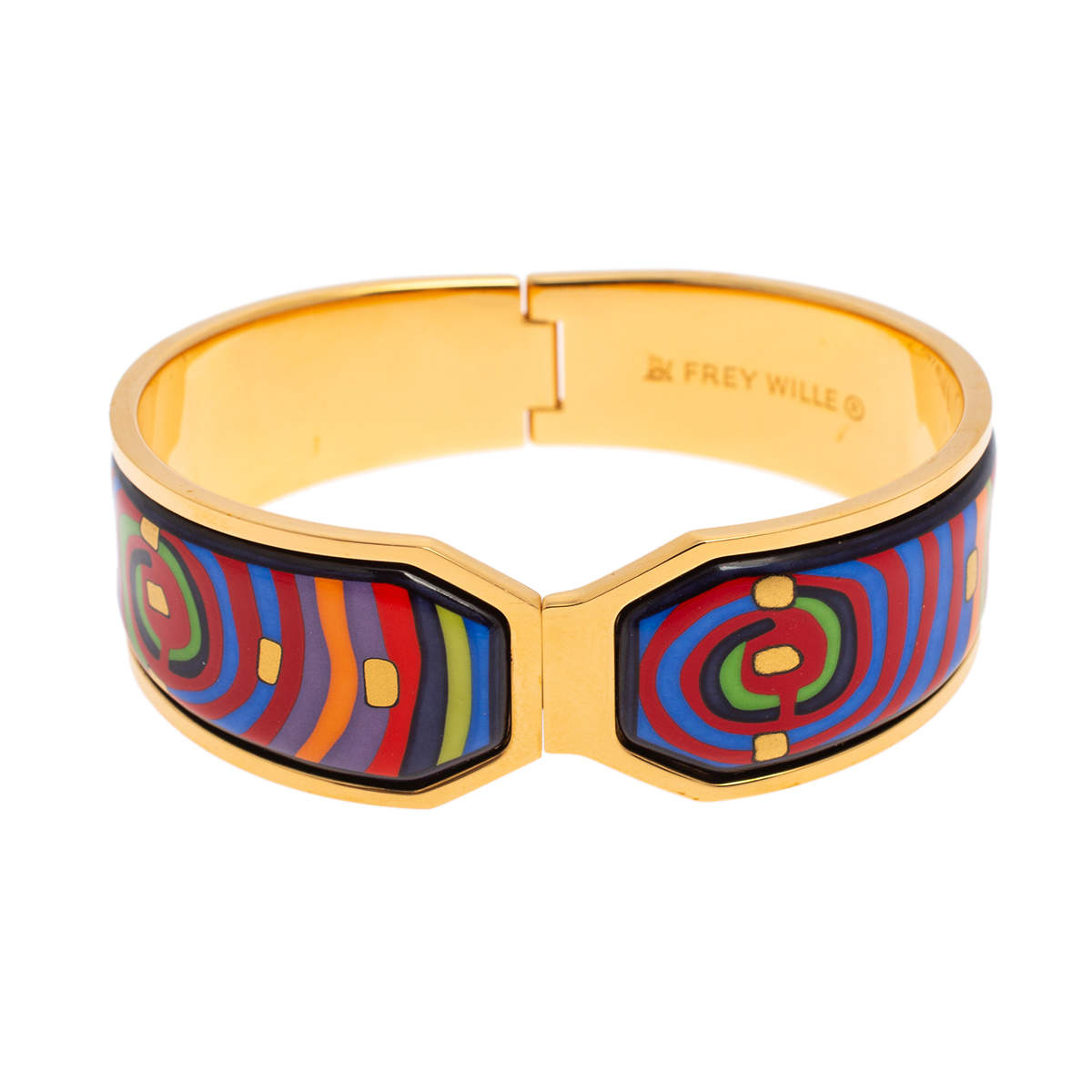 Pre Owned Frey Wille Hommage à Hundertwasser Spiral of Life Multicolor Fire Enamel Contessa Bracelet