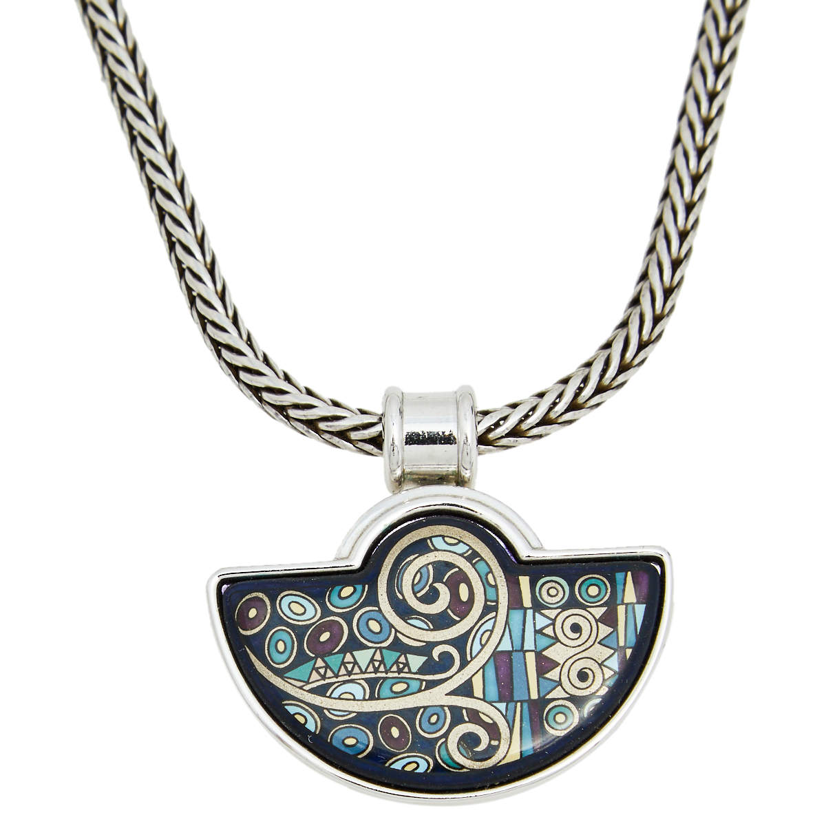 Pre Owned Frey Wille Vintage Homage A Gustav Klimt Half Moon Pendant Necklace