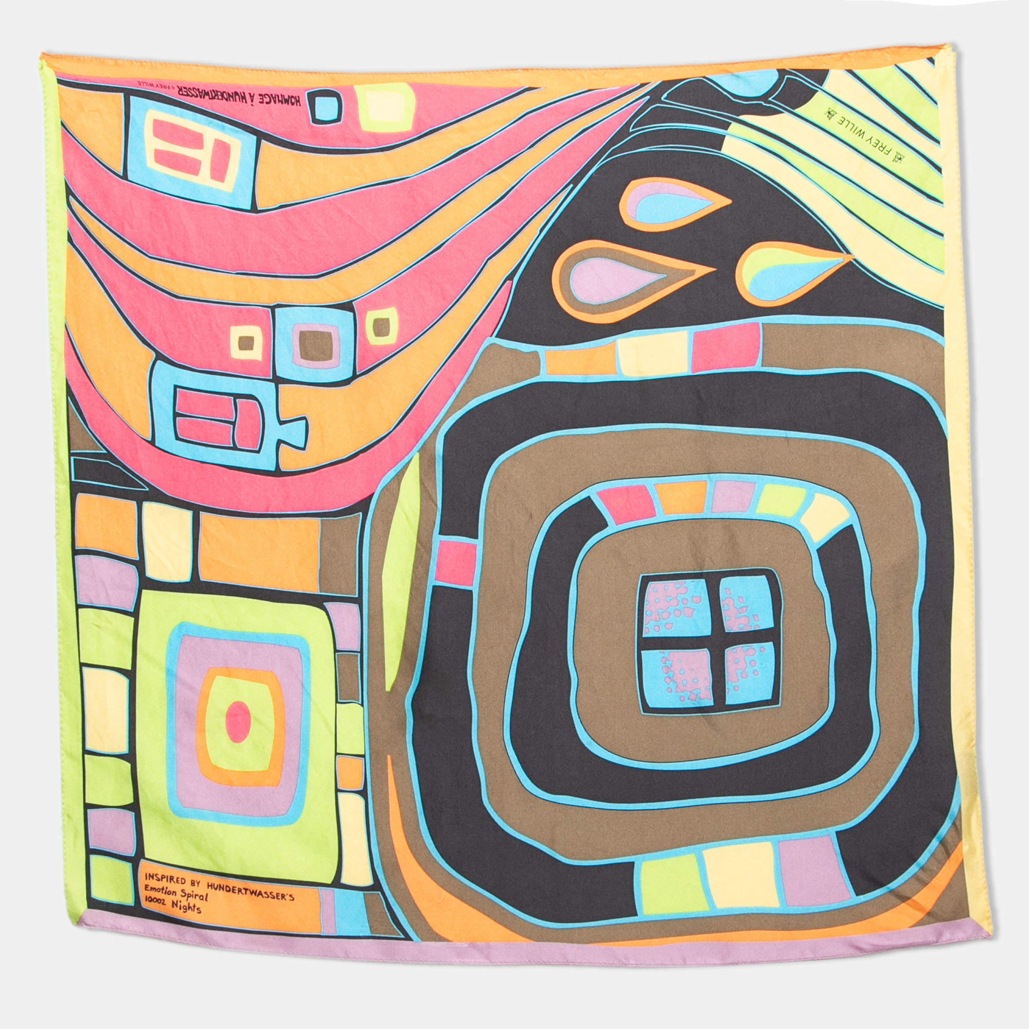 Pre Owned Frey Wille Multicolor Printed Silk Square Scarf