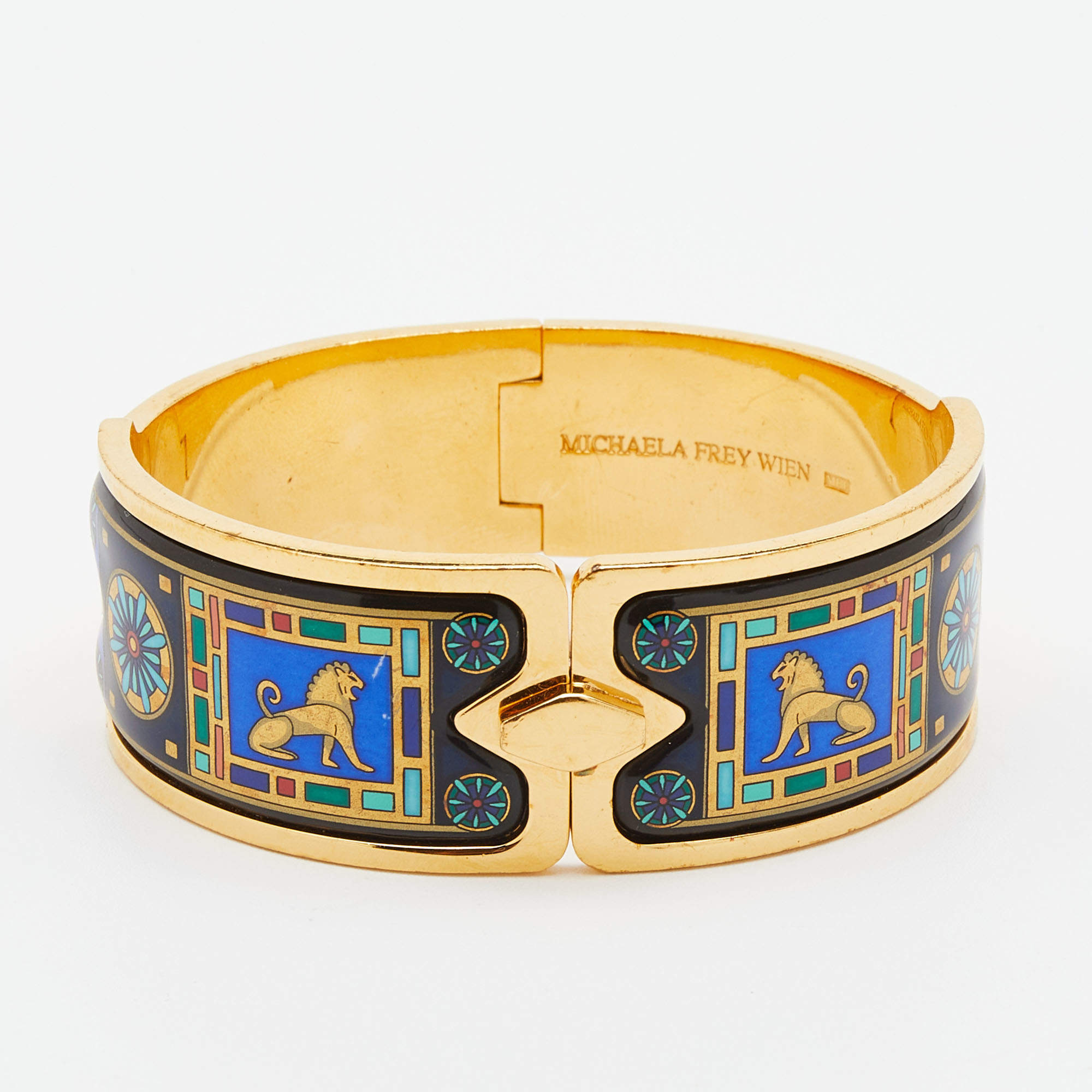 Frey Wille Vintage Gold Plated Lion Enamel Bangle Bracelet Frey Wille | TLC