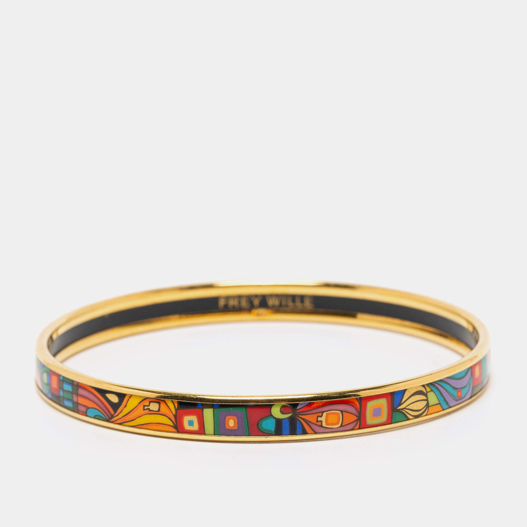 Pre Owned Frey Wille Multicolor Hommage à Hundertwasser Bordered Ultra Bangle 