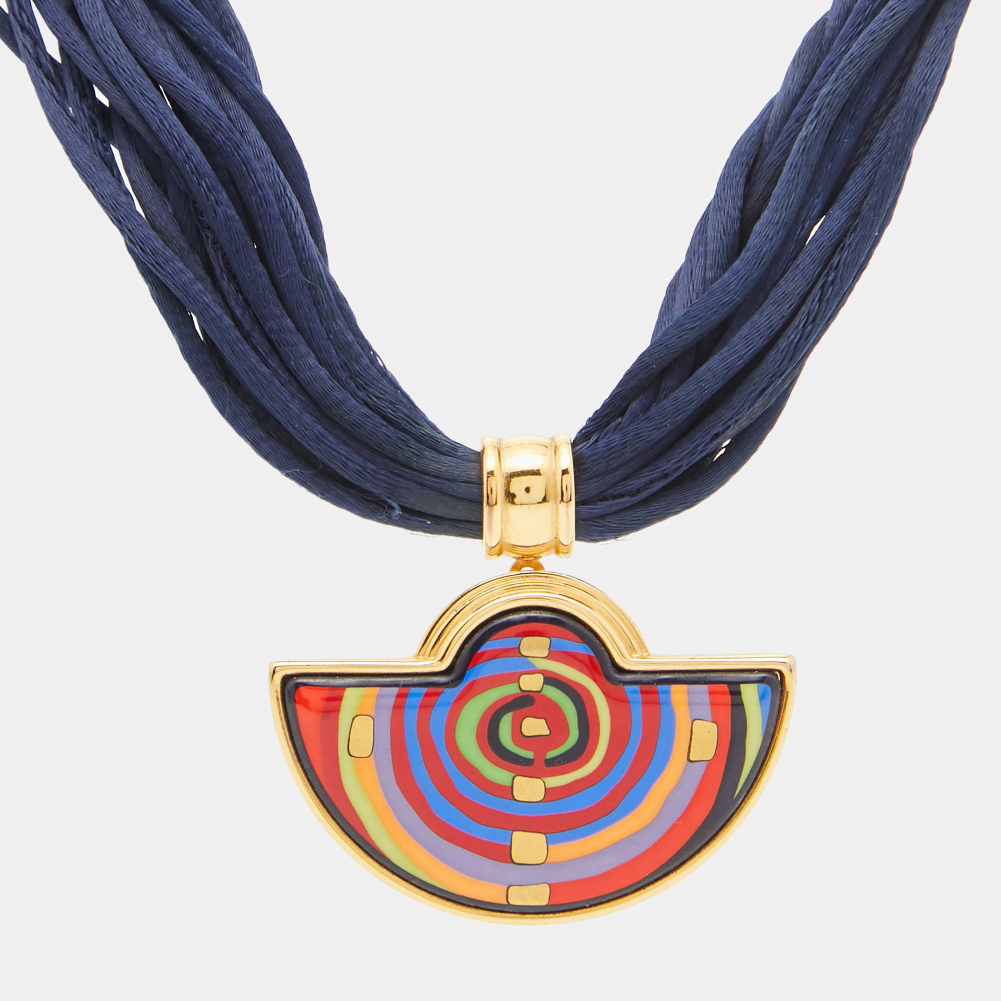 Frey Wille Fire Enamel Gold Tone Cord Necklace