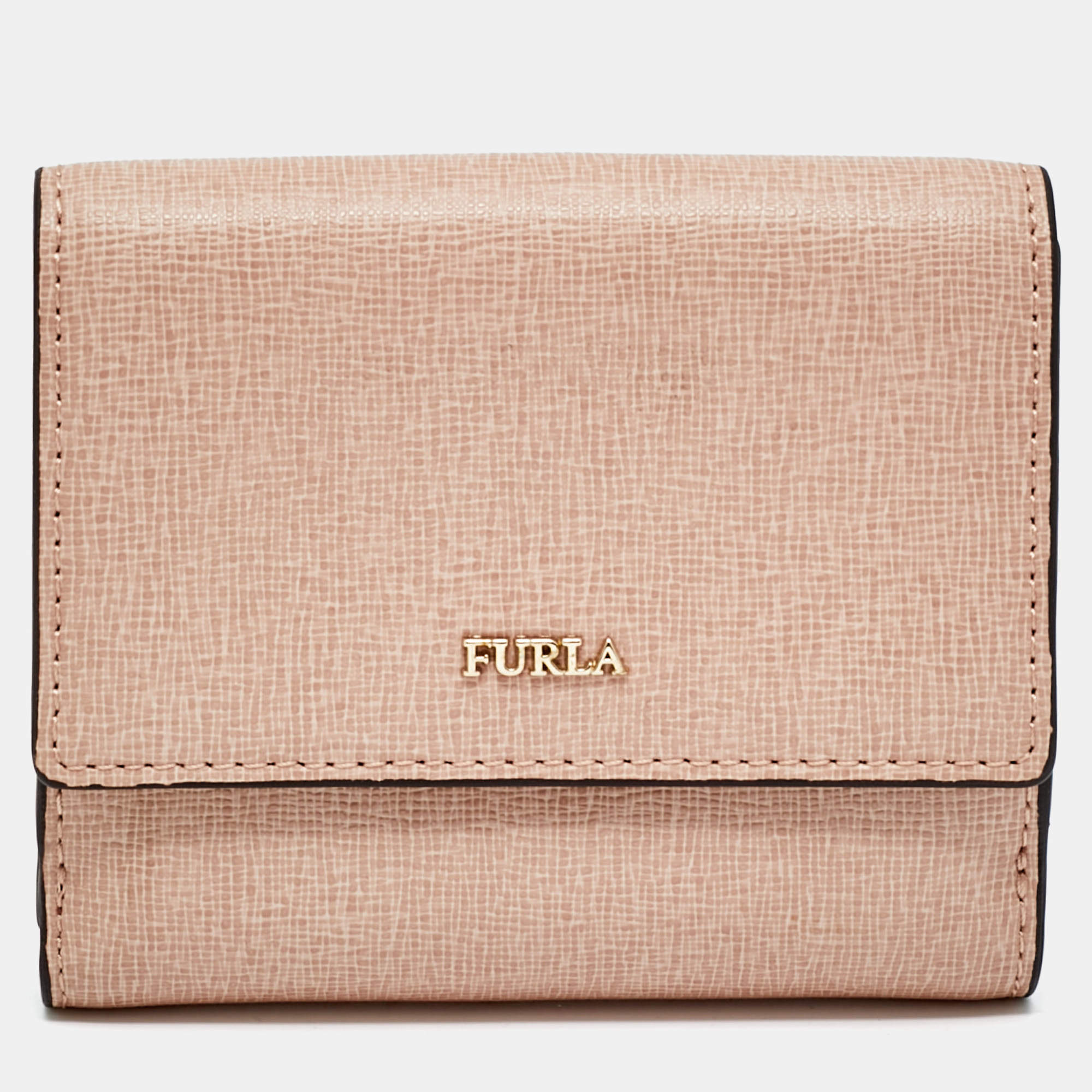 Pre Owned Furla Dusty Pink Leather Compact Wallet