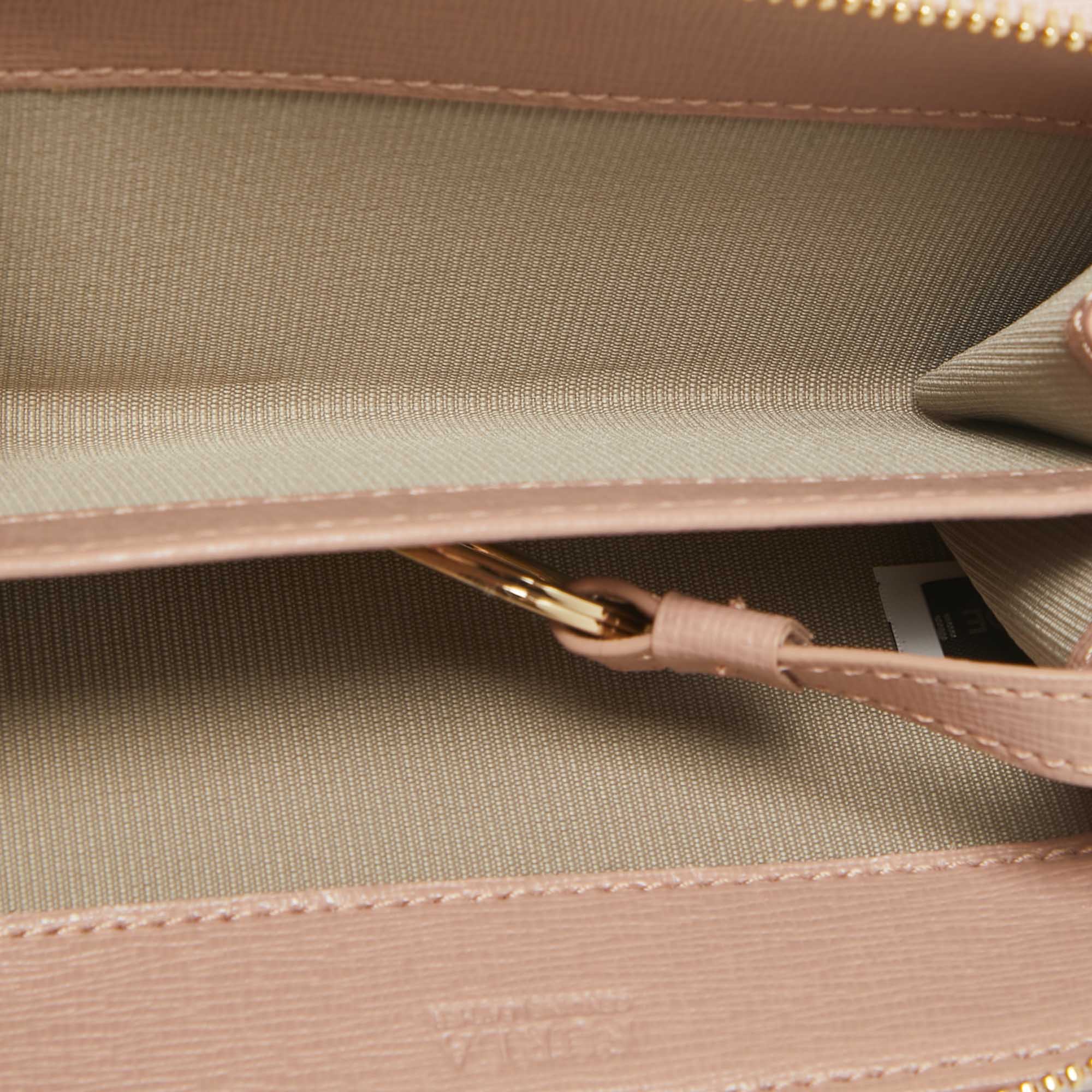 Pre Owned Furla Pink Leather Zip Around Key Case