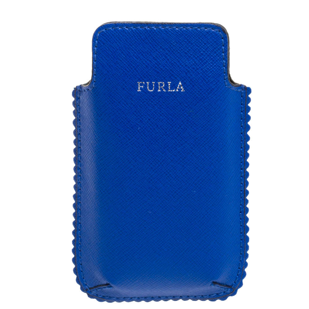 Pre Owned Furla Blue Leather Phone Case