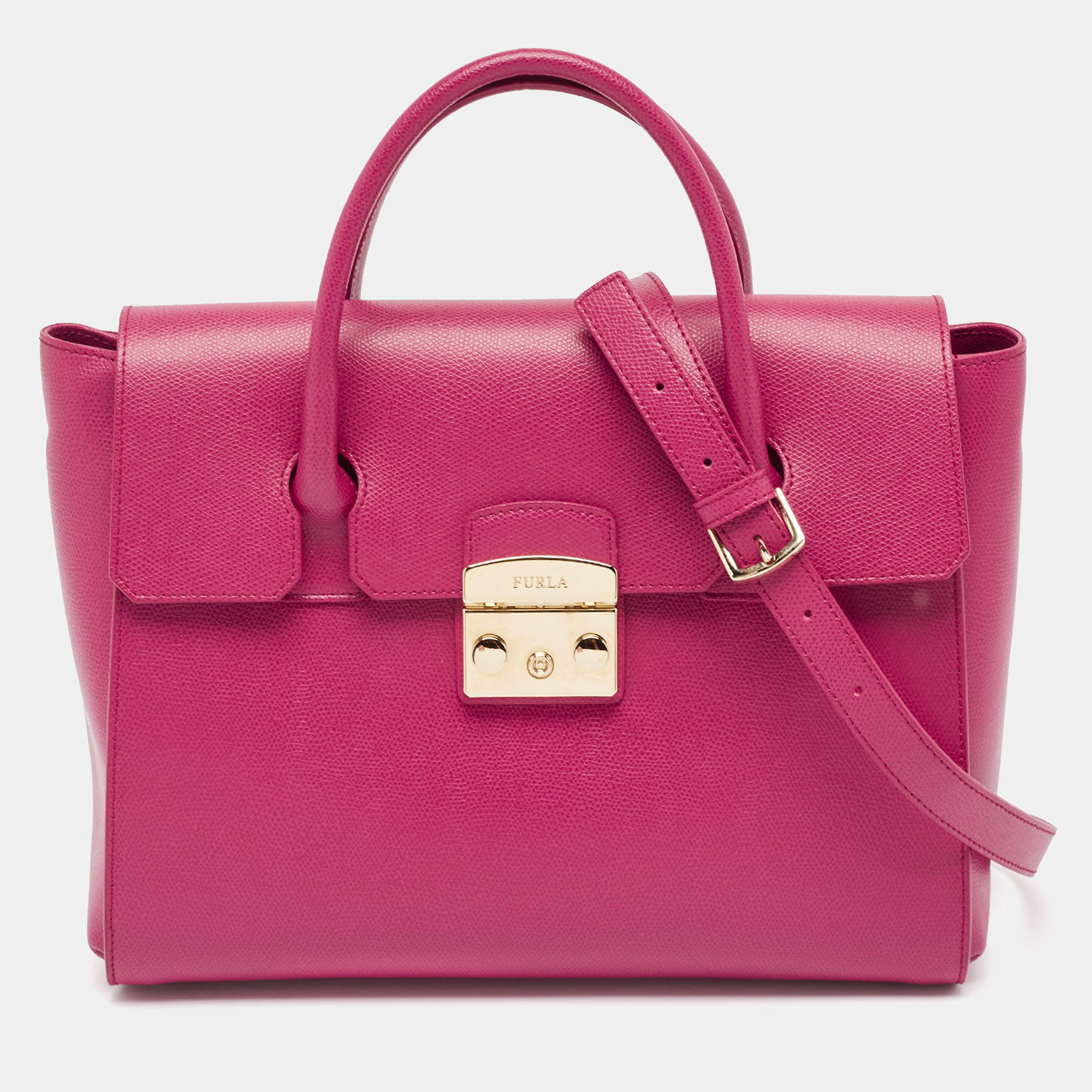 Furla Fuchsia Leather Metropolis Tote