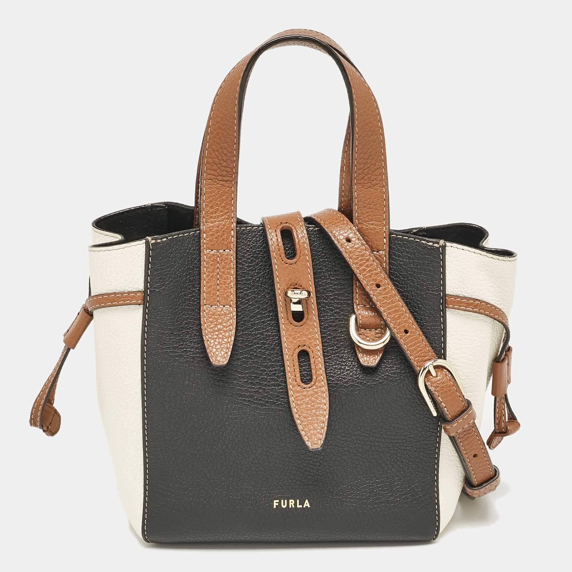 Furla Tricolor Leather Mini Net Tote