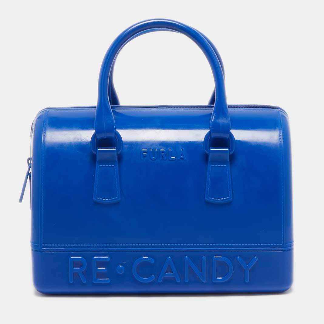 Pre Owned Furla Blue Re-Rubber Candy Satchel