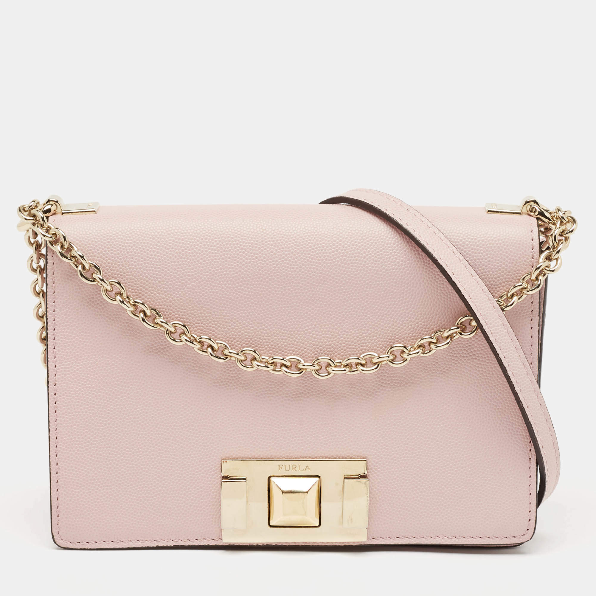 Pre Owned Furla Pink Leather Mimi Shoulder Bag