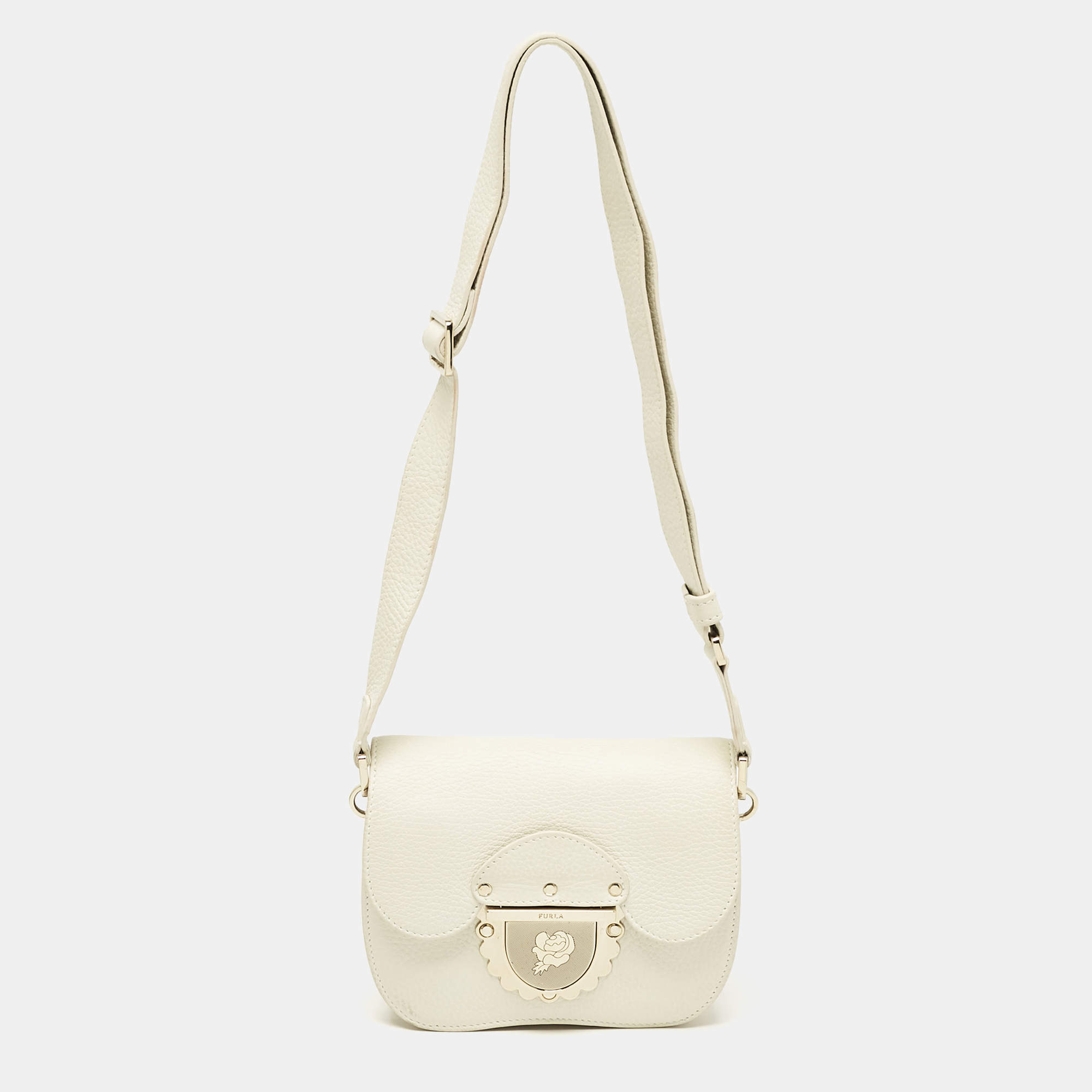 Furla Off White Leather Mini Ducale Shoulder Bag