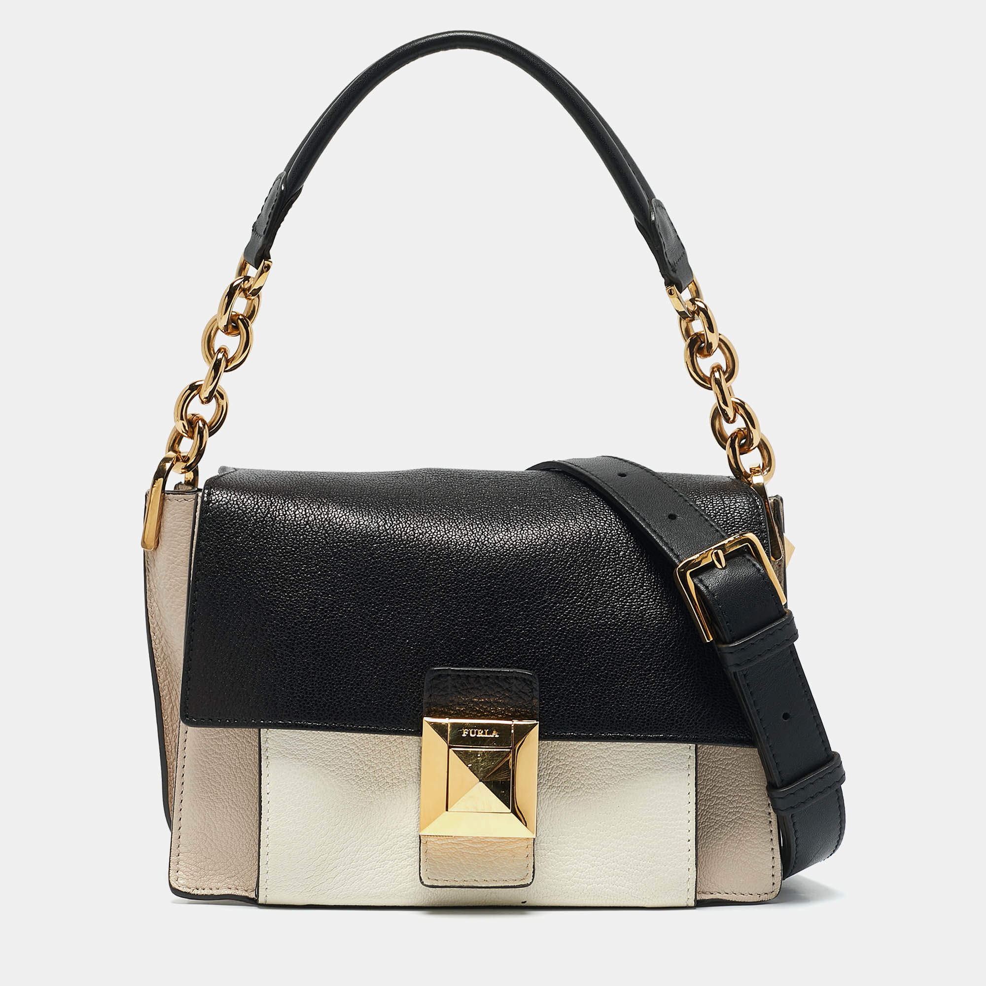 Furla Tricolor Leather Mini Diva Top Handle Bag