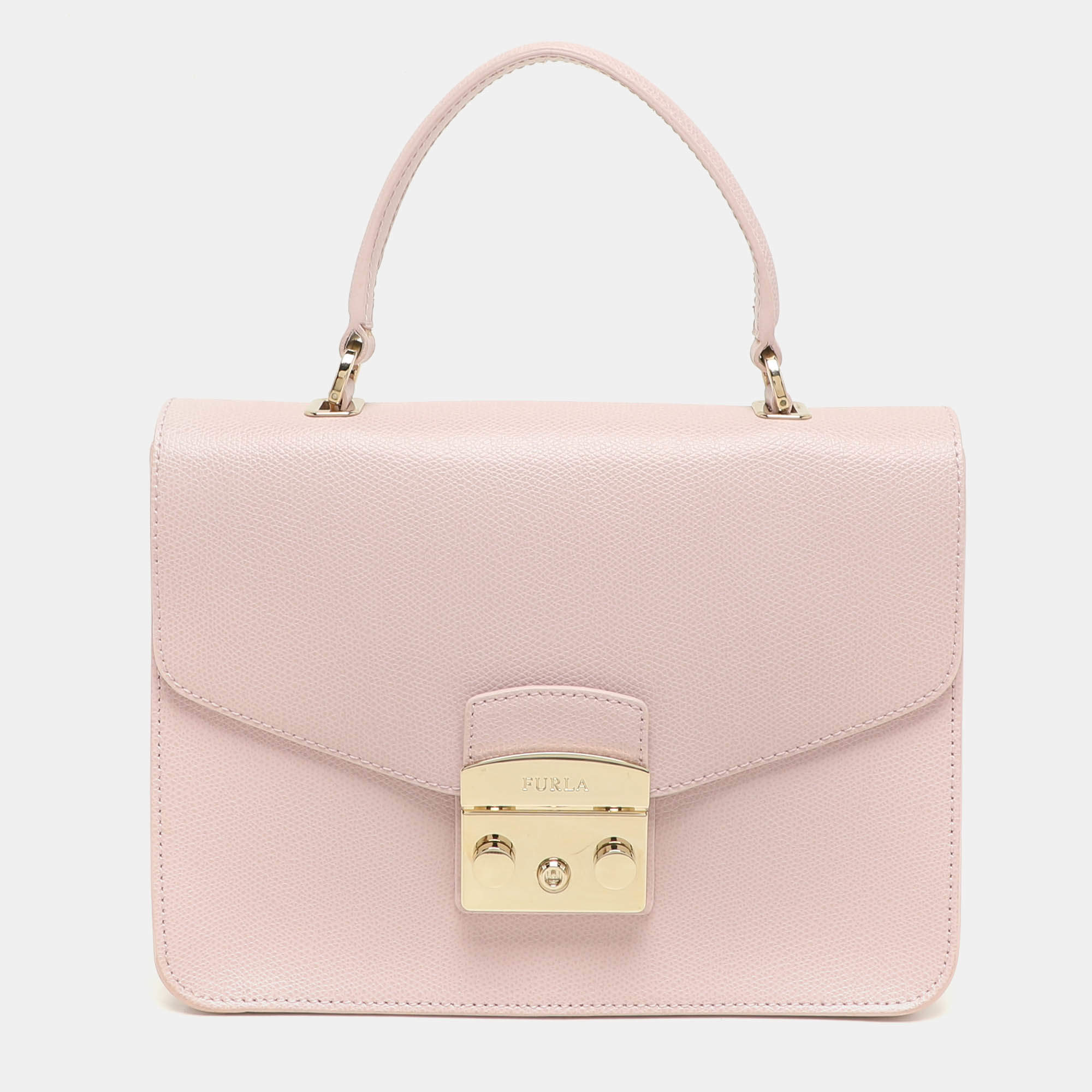 Furla Pink Leather Metropolis Top Handle Bag