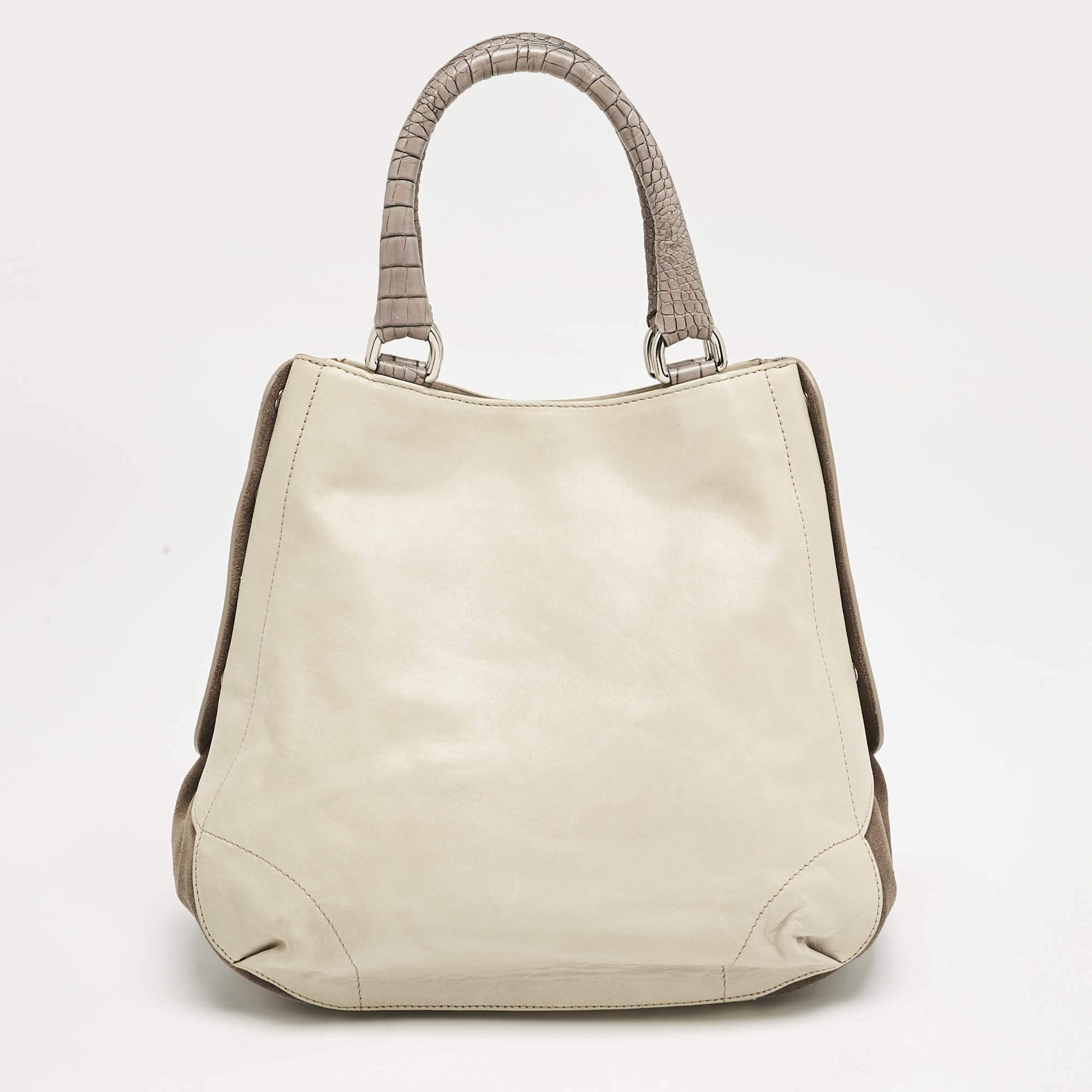 Furla Tricolor Leather and Suede Expandable Tote