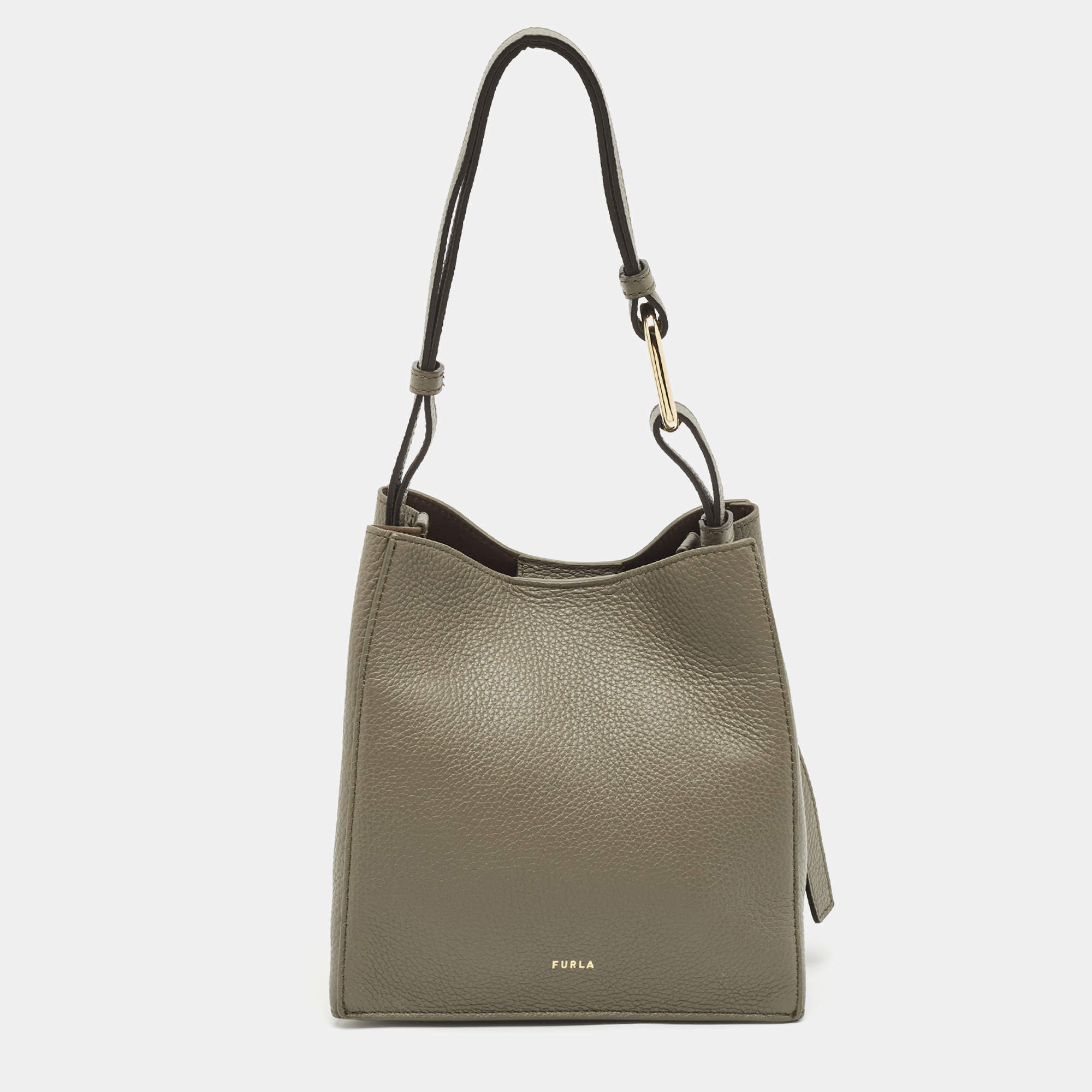 مملوكة مسبقًا Furla Agave Leather Mini Nuvola Bucket Bag
