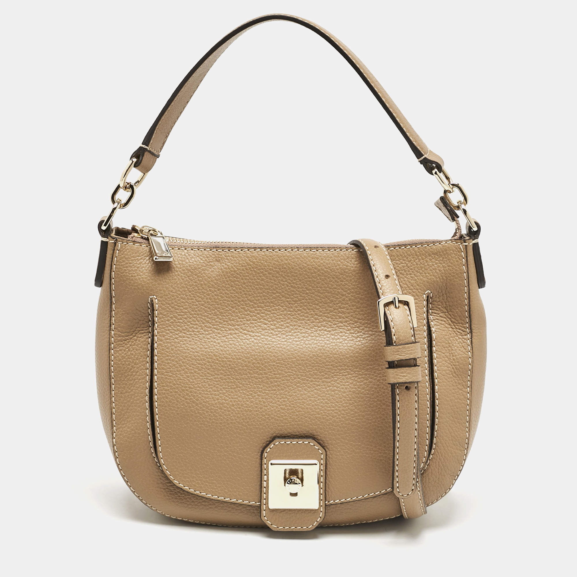 Furla Beige Leather Shoulder Bag