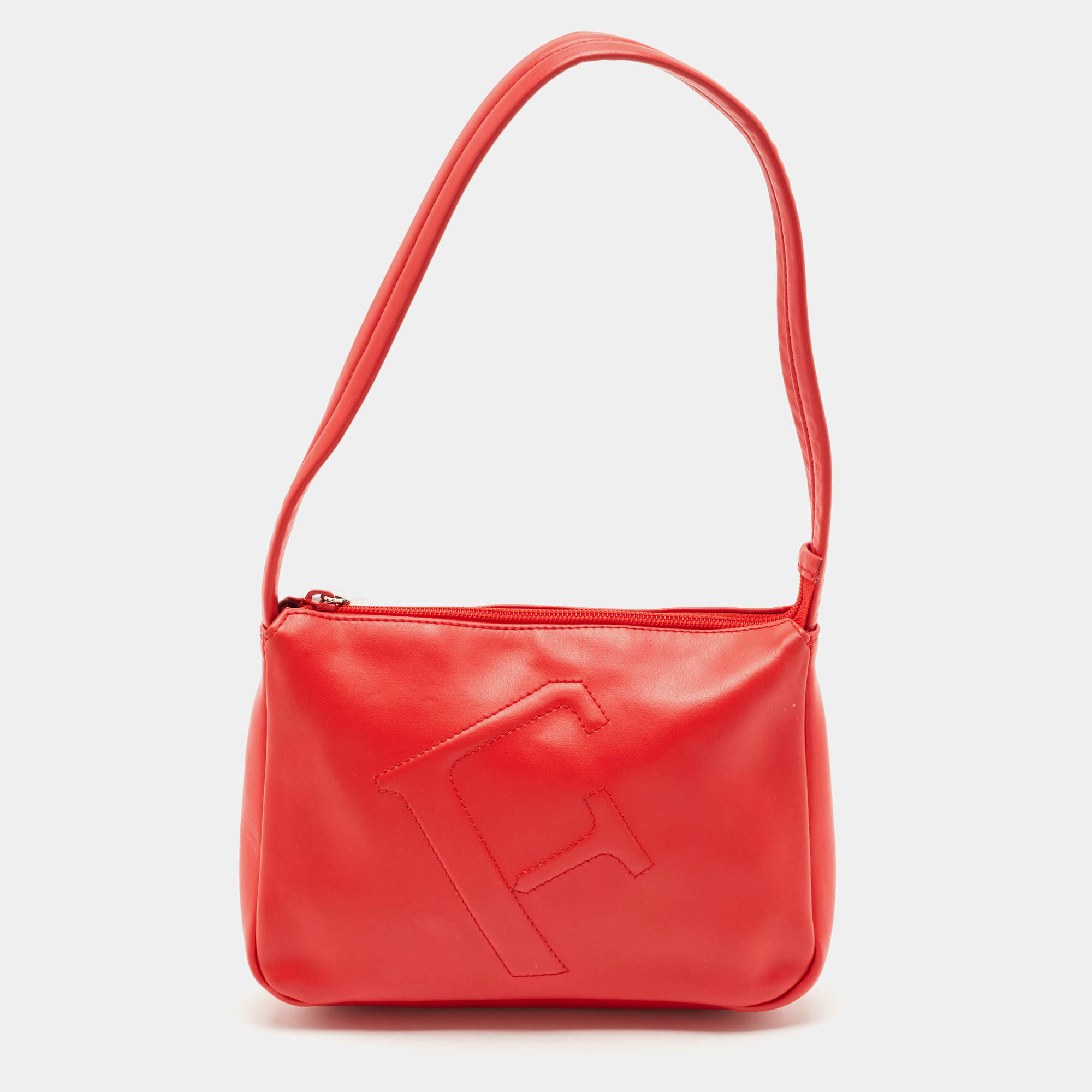 Furla Red Leather Logo Shoulder Bag