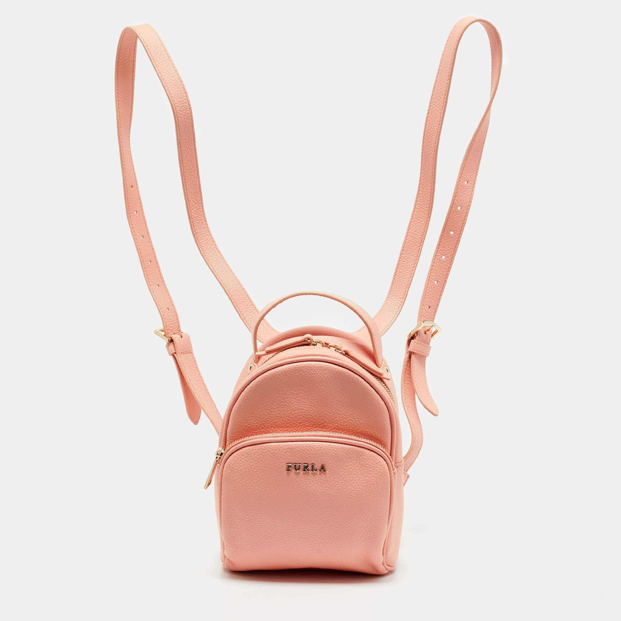 Furla Peach Leather Mini Frida Backpack