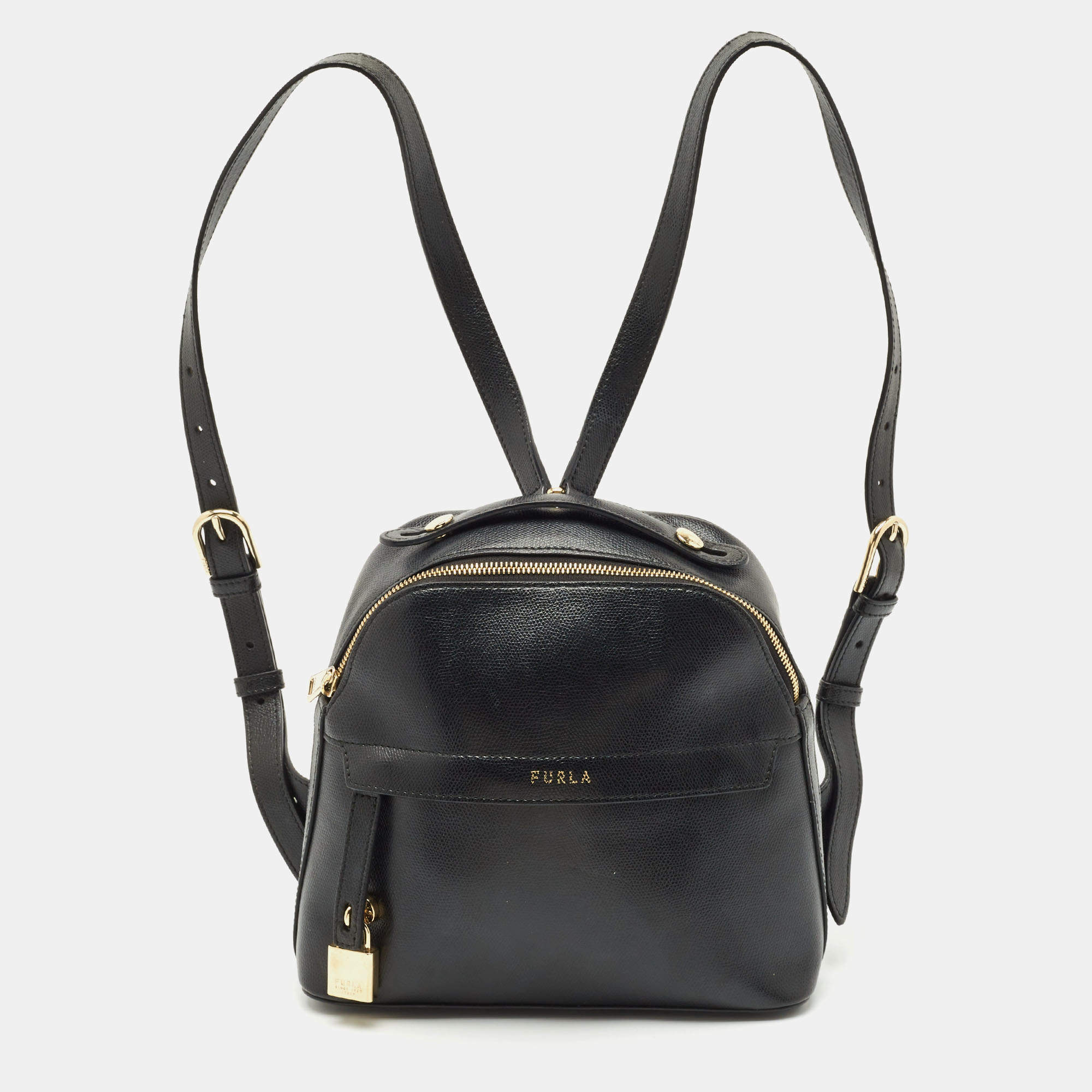 Furla Black Leather Favola Backpack