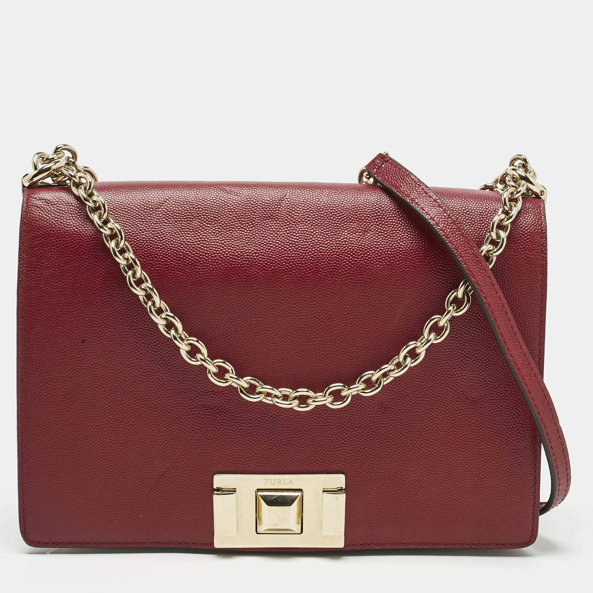 Pre Owned Furla Red Leather Mimi Shoulder Bag