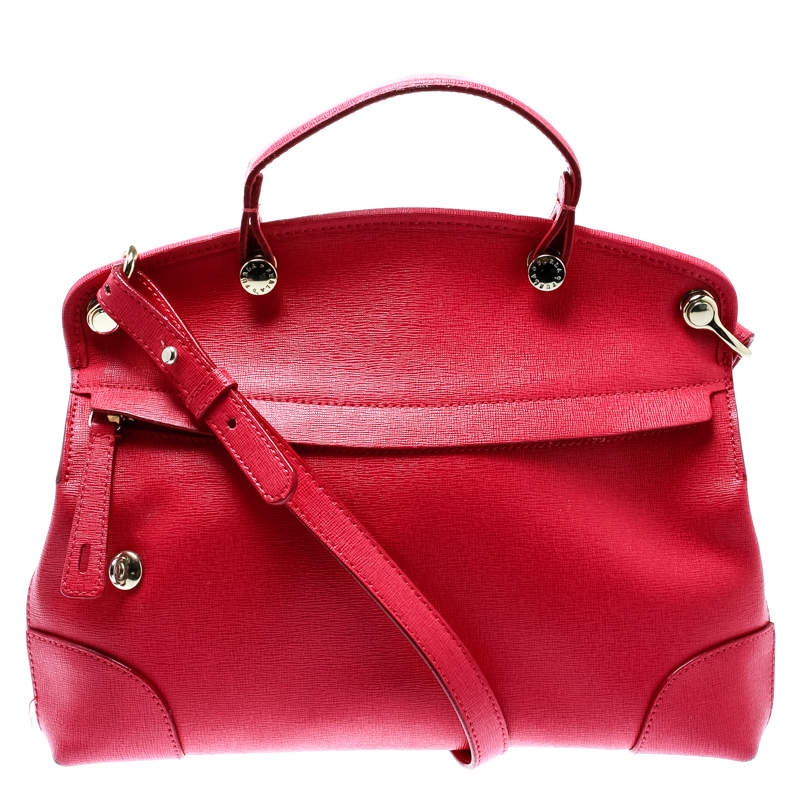 Pre Owned Furla Pink Leather Piper Top Handle Bag