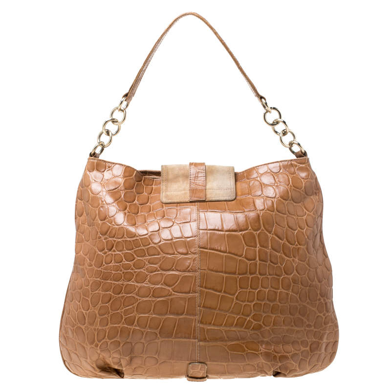 Furla Large Brera Croc Embossed Leather Bag - $85 - From ReLove