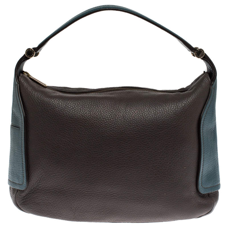 Pre Owned Furla Two Tone Leather Top Zip Hobo 