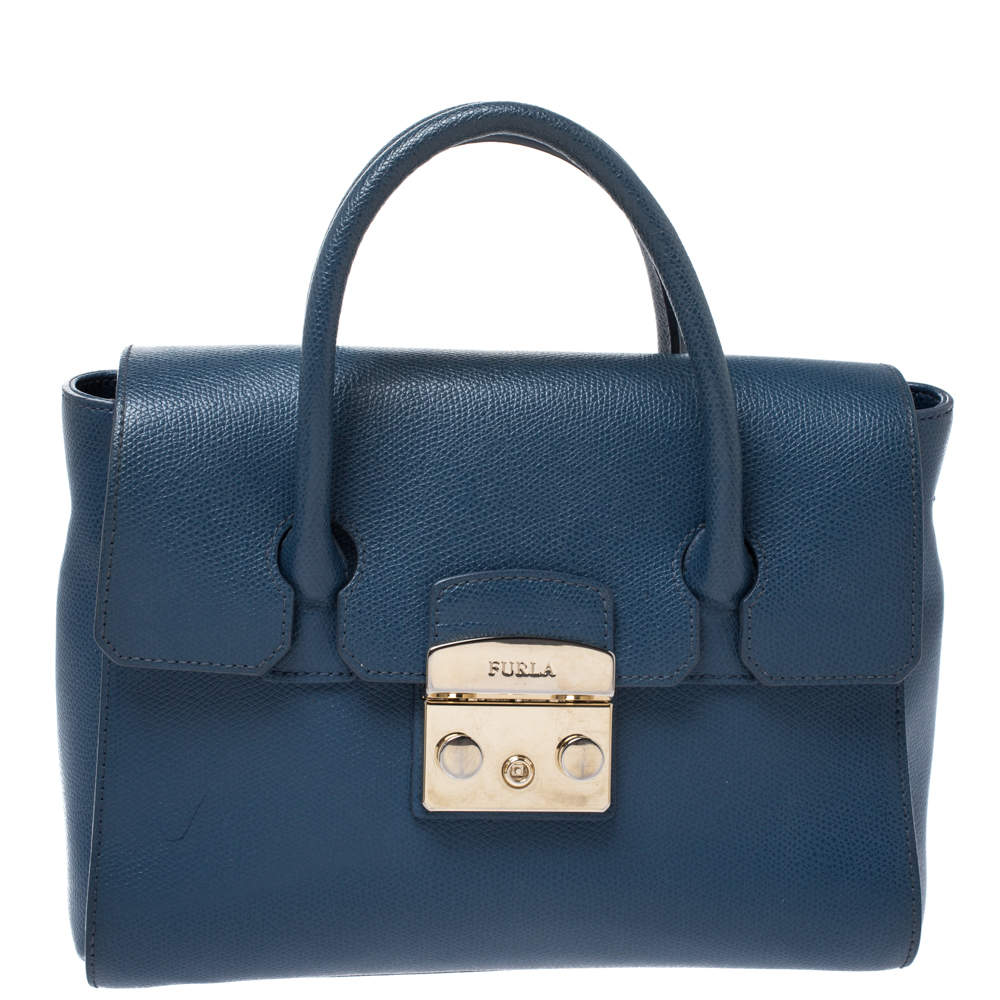 Furla Blue Leather Metropolis Satchel Furla | The Luxury Closet