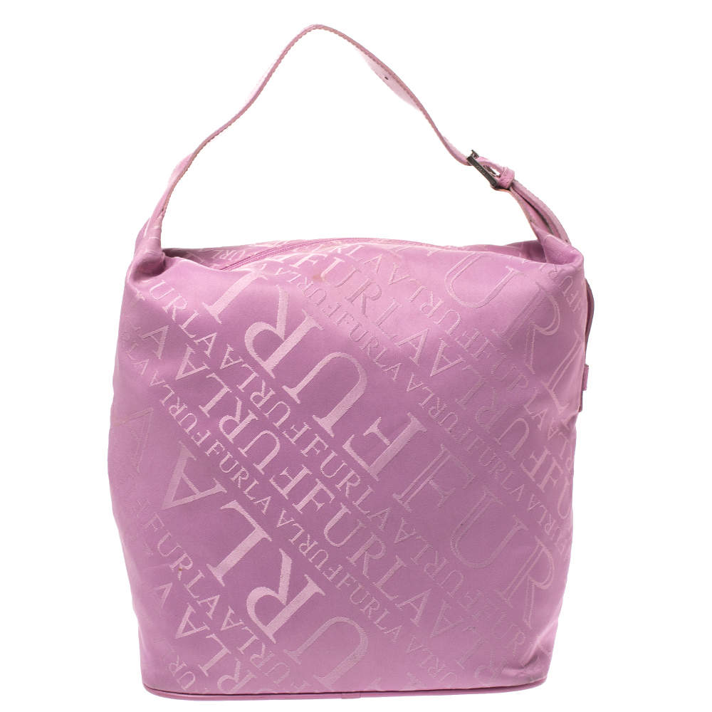 Pre Owned Furla Pink Nylon and Leather Hobo