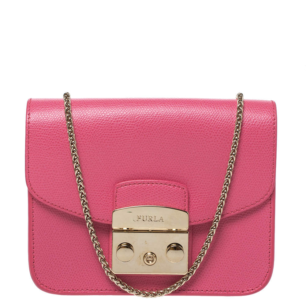 Furla Pink Leather Mini Metropolis Chain Shoulder Bag Furla | The ...