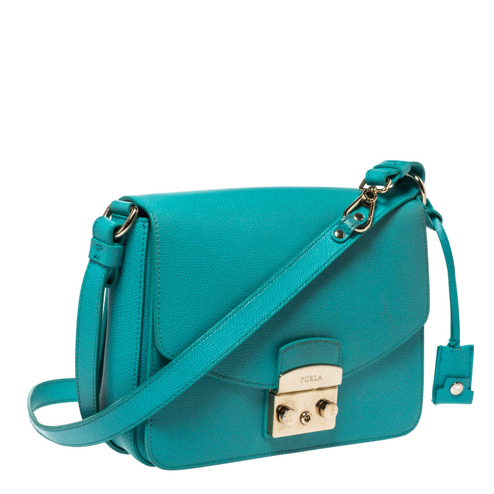 Furla Turquoise Saffiano Leather Tote - ÉPROUVÉE Preowned Luxury Fashion