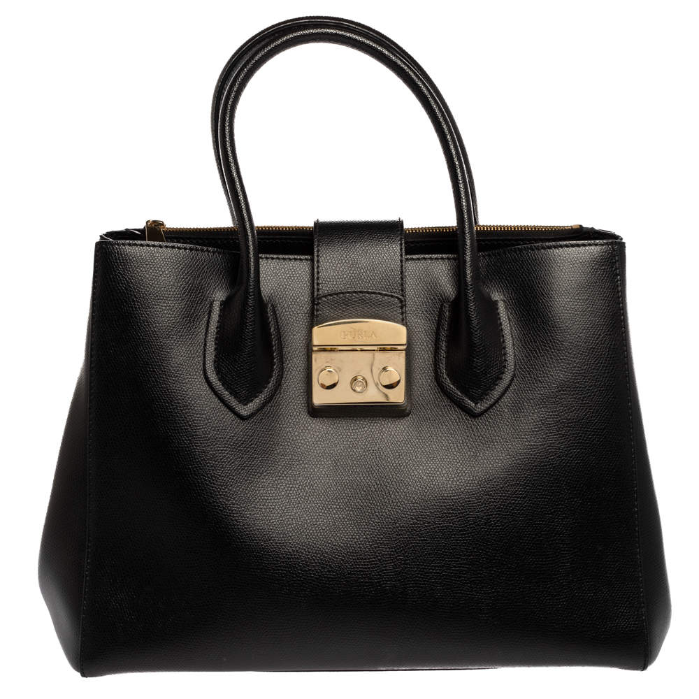 مملوكة مسبقًا Furla Black Leather Metropolis Tote