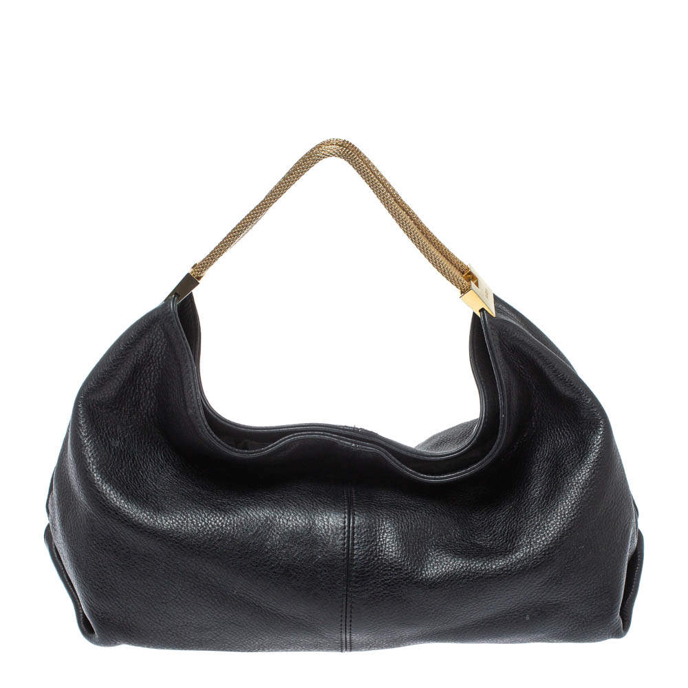 Pre Owned Furla Black Leather Luna Hobo