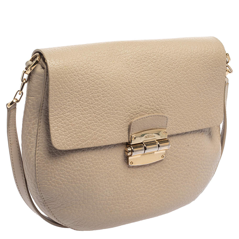 FURLA Ginevra Pebbled Leather Crossbody Bag (CUOIO (Brown)) 