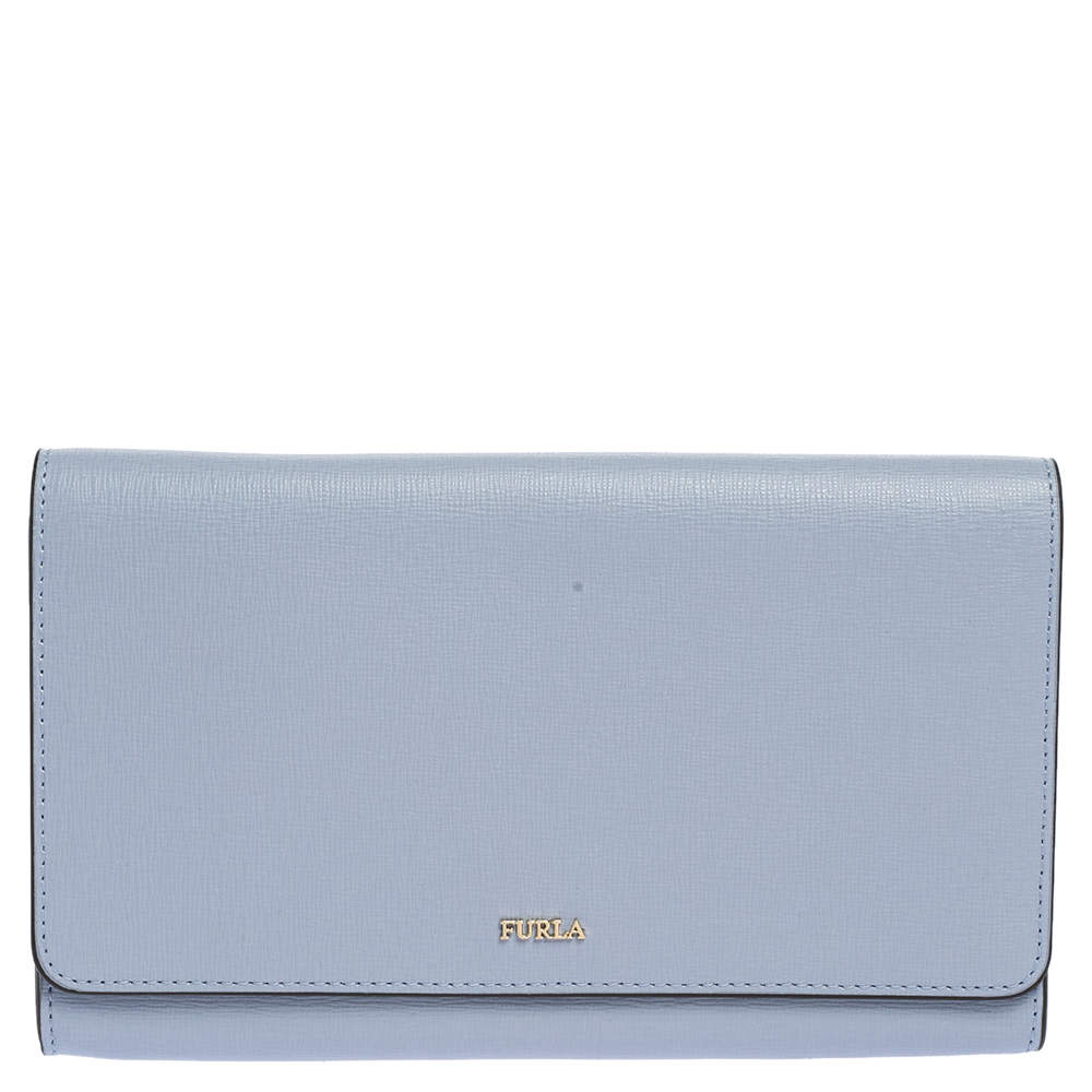 Pre Owned Furla Blue Leather Allegra Flap Clutch