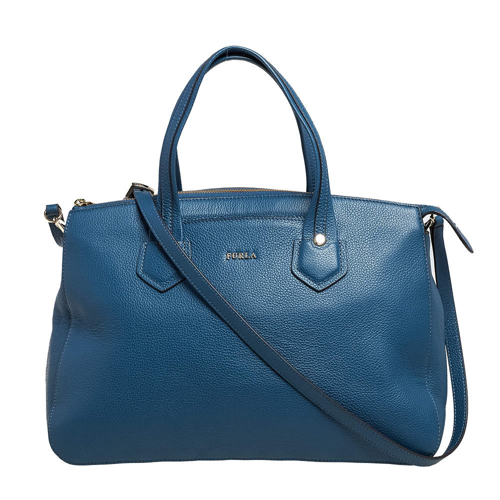 مملوكة مسبقًا Furla Blue Leather Large Giada Satchel