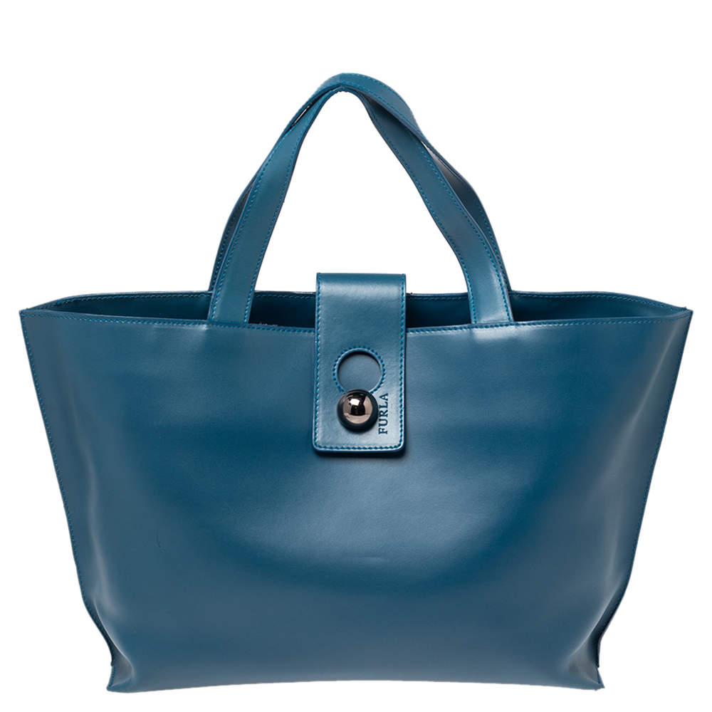 Pre Owned Furla Blue Leather Tote