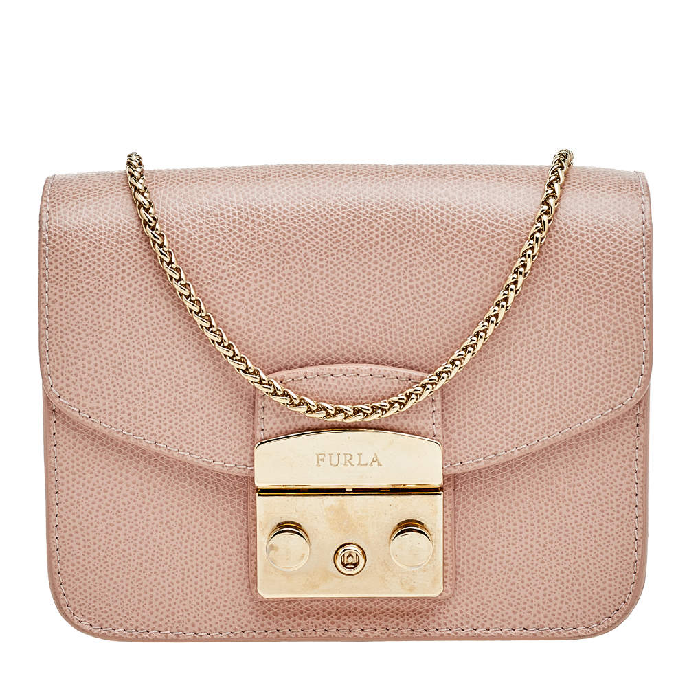 Pre Owned حقيبة كروس فورلا سلسلة ميني بتروبوليس جلد وردي فاتح