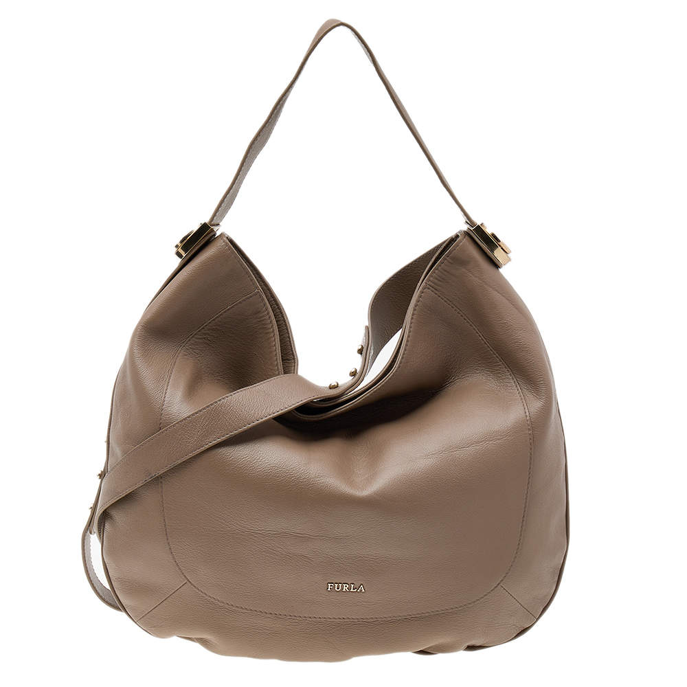 Pre Owned Furla Grey Leather Hobo