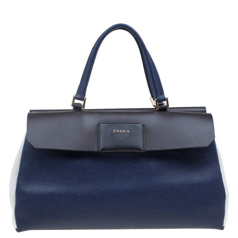 Pre Owned Furla Tri Color Leather Patty Tote