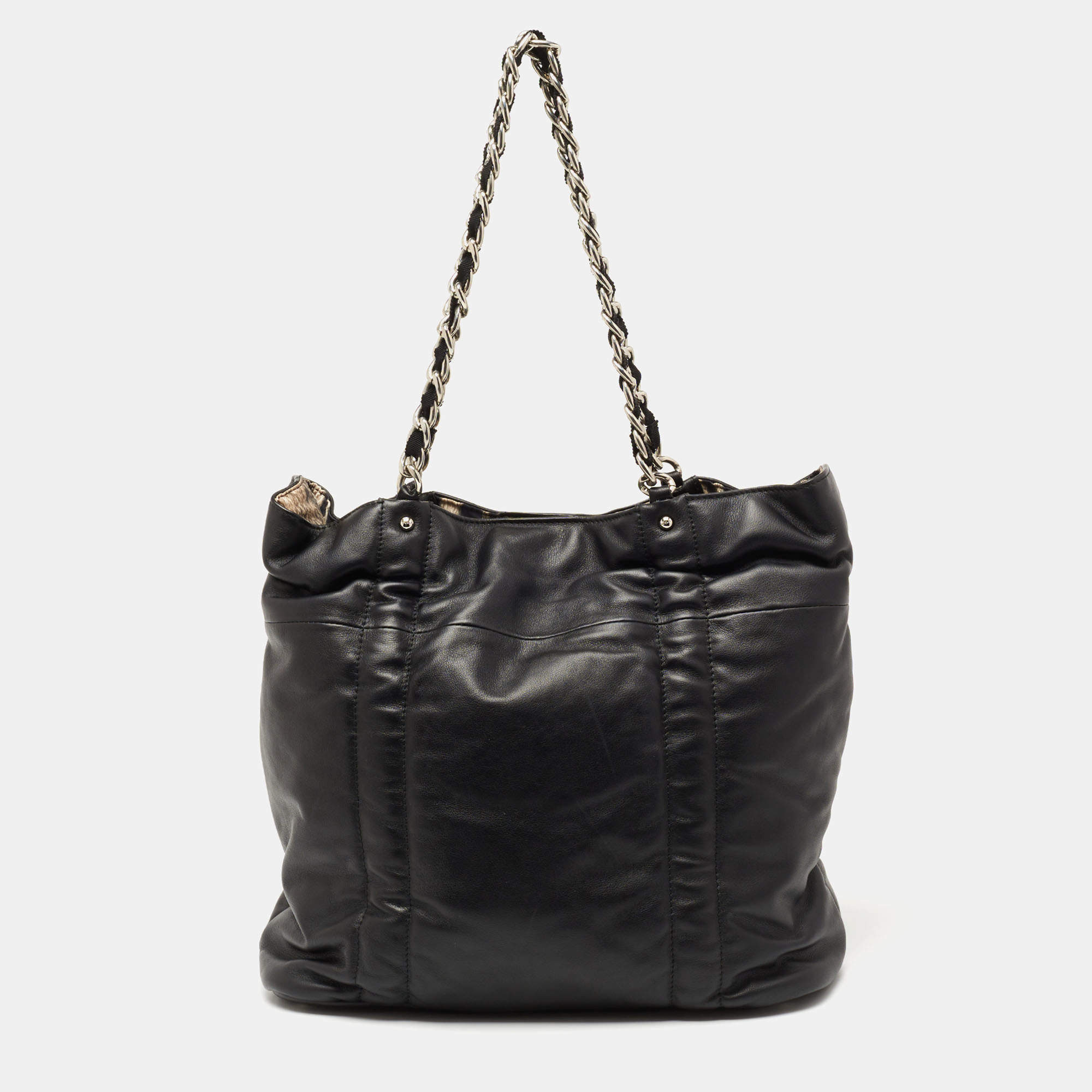 Pre Owned Furla Black Leather Tote