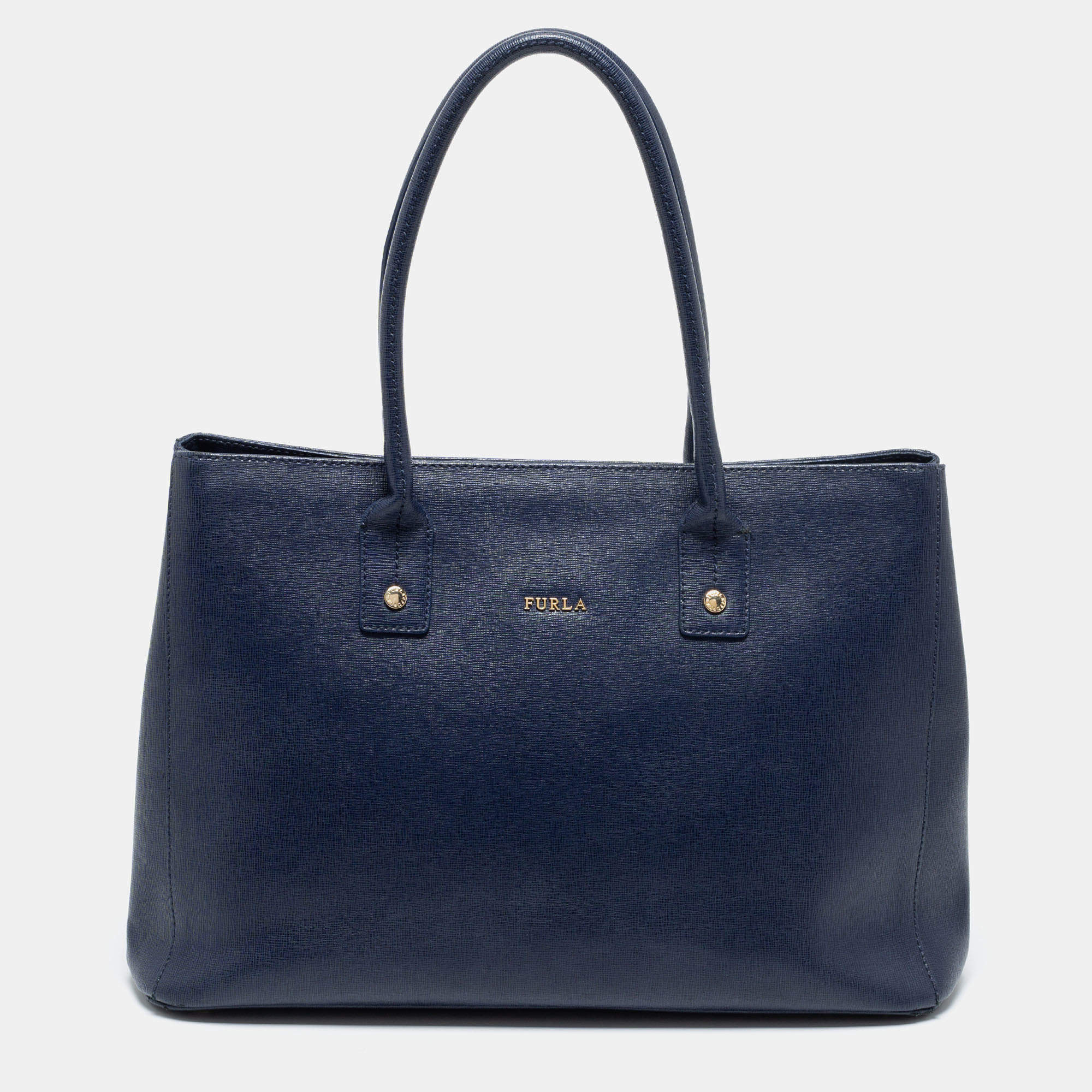 Pre Owned Furla Blue Leather Linda Tote