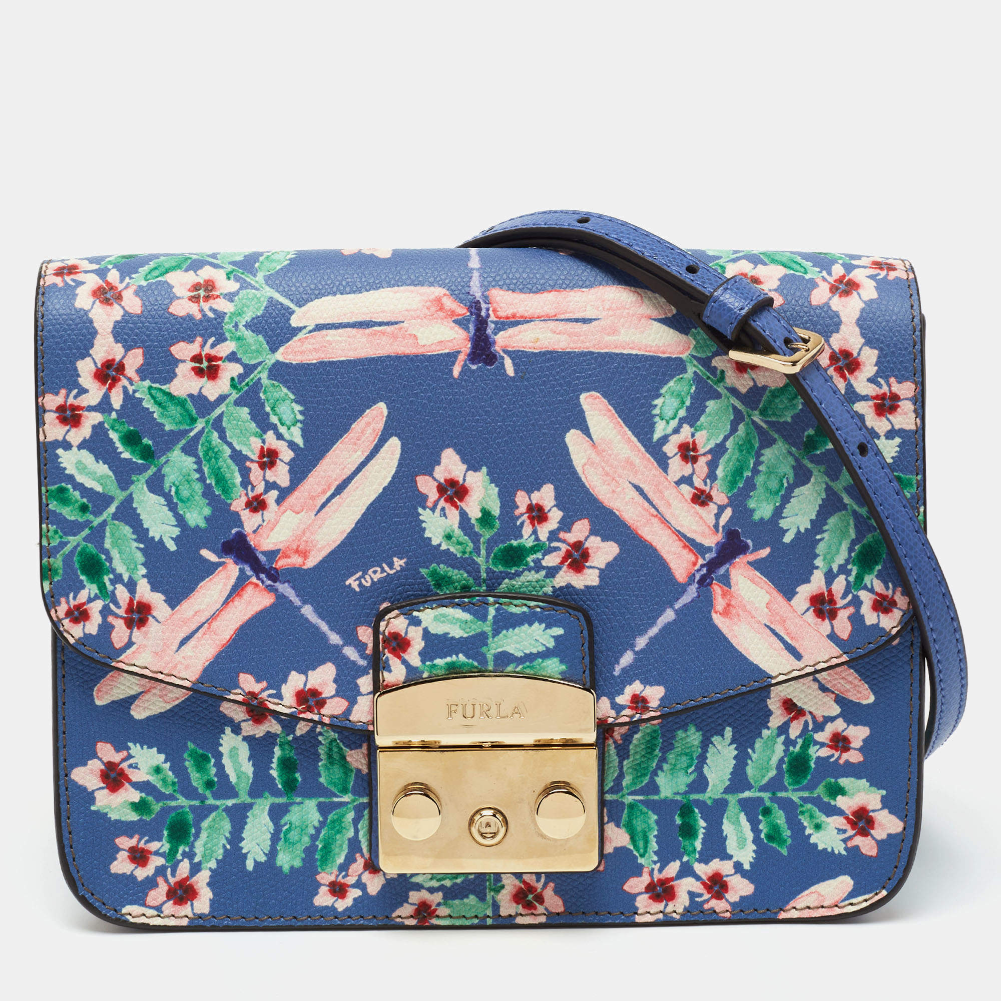 Furla Multicolor Floral Print Leather Metropolis Crossbody Bag