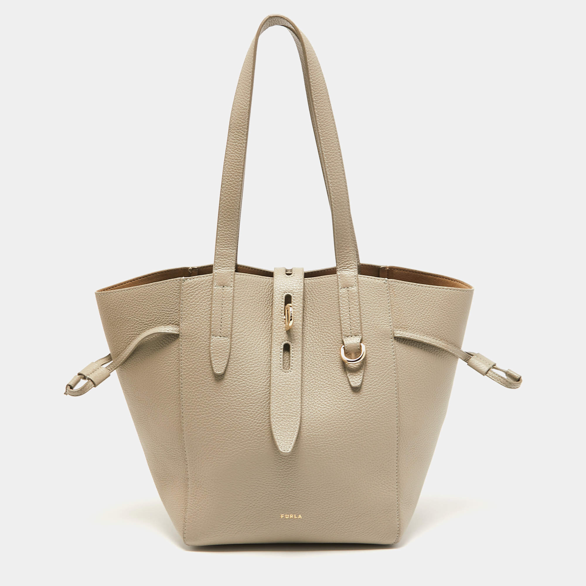 Furla Grey Leather Net M Tote