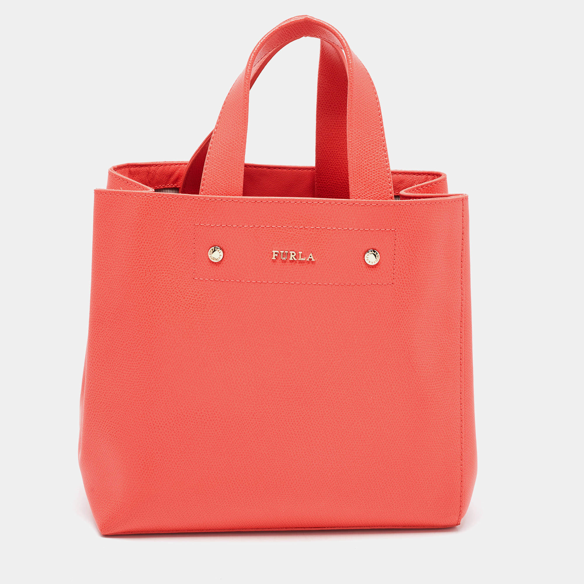 Furla Orange Leather Tote