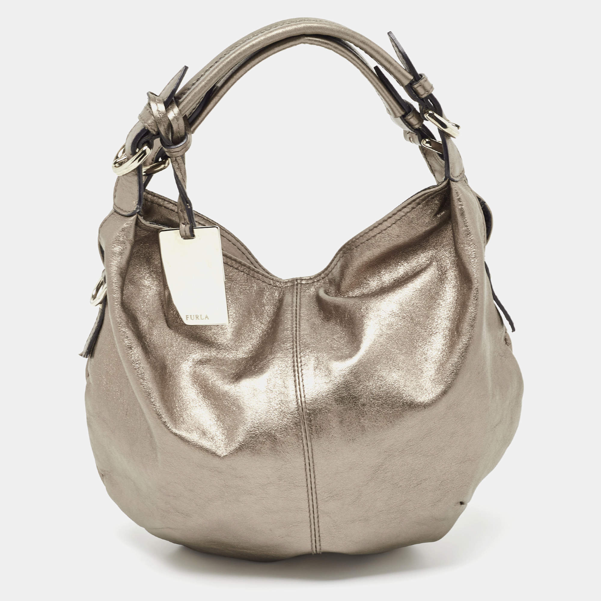 Pre Owned Furla Metallic Leather Hobo