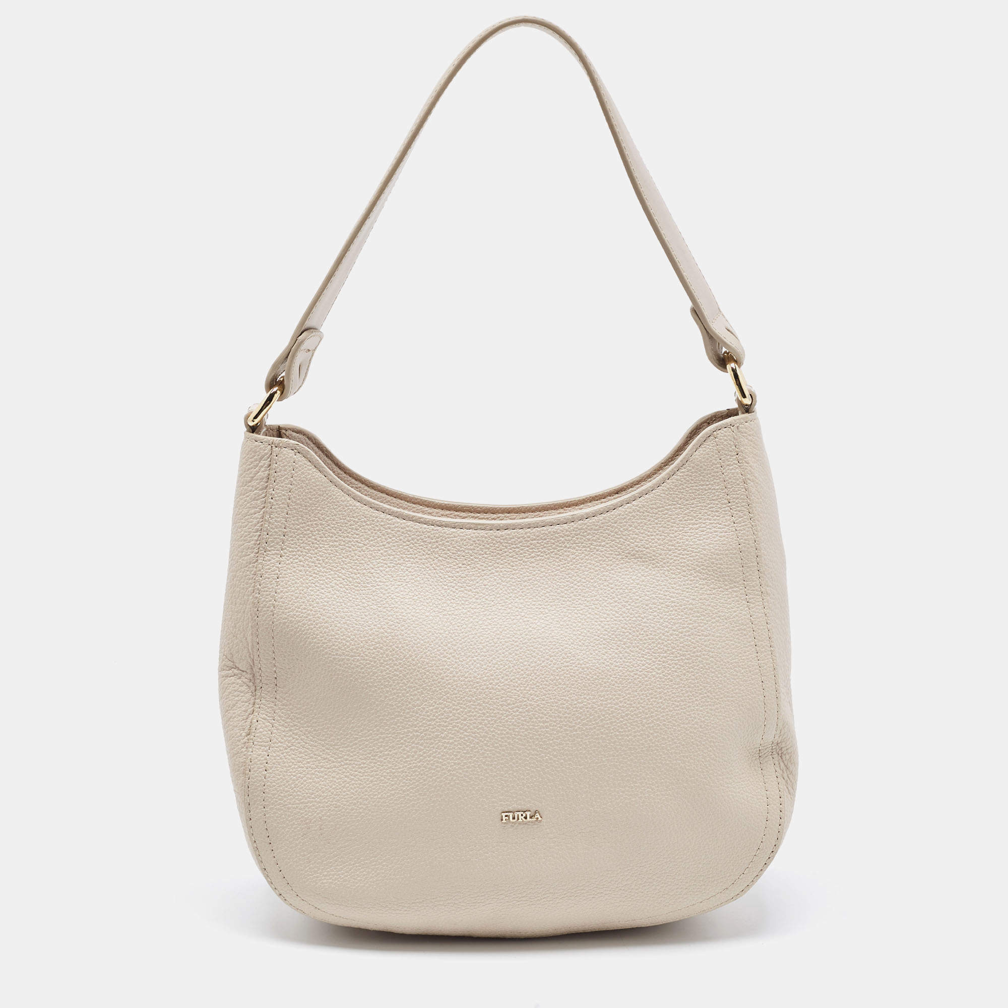 Pre Owned Furla Grey Leather Hobo