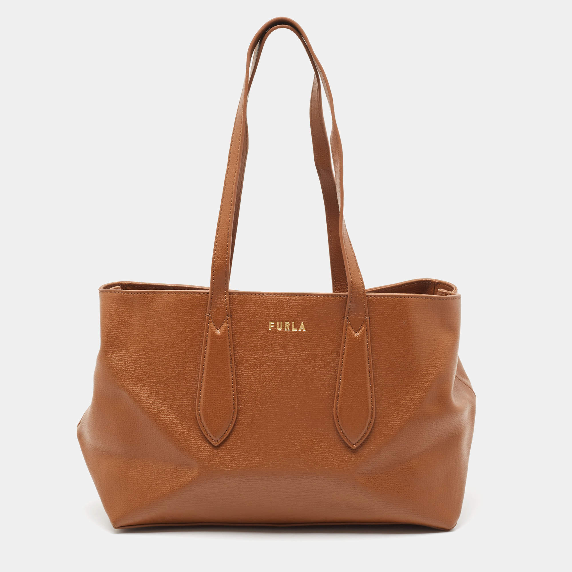 Pre Owned Furla Brown Leather Lavinia Medium Tote