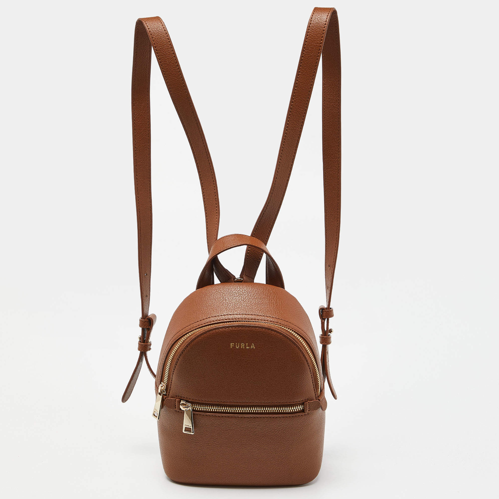 Furla Brown Leather Mini Backpack 